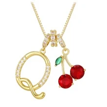 1 chiếc mặt dây chuyền chữ cái và quả anh đào, kiểu dáng sang trọng, dành cho nữ. - Nhiều màu - Xem 14