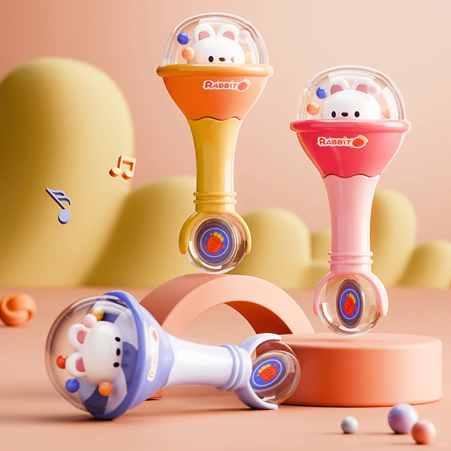 Baby Rattle Toy Maracas ,Soft Rubber Ball ,Tambourine - Multicolor - View 1