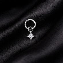 1PC 925 Sterling Silver Star Belly Ring CZ Cubic Zirconia Dainty Button Navel Piercing Gift Idea For Her Present, 8mm 10mm 12mm, Hoop Piercing, Belly Hoop - Navel Nails - View 5