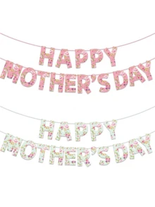 1set Mother's Day Party Flower Letter Banner Banner Banner Scene Decoration Decal, Suitable For Mother's Day Parties, Theme Parties - Pull the Flag - View 1