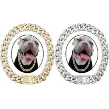 2pcs Unisex Pet Necklace, Zinc Alloy Cuban Chain With Rhinestones, Adjustable Size Fits All Pets, Fashionable And Durable, Essential Pet Accessory - Multicolor - View 8