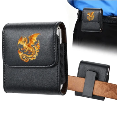 1 Men's Foldable Phone Storage Waist Bag Decorated With Golden Fire Dragon Design Vintage And Fantasy Style Waist Bag 2D Flat Printing Suitable For Various Models Of Foldable Phones Such As Galaxy And Father's Day Gift/Birthday Surprise