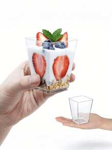 60pcs/20sets 5oz Plastic Dessert Cups With Lids, Yogurt/Appetizer Cups With Lids Suitable For Parties, Mini Dessert Cups With Spoons For Pudding, Fruit And Ice Cream, Wedding Supplies - Cup Body + Lid + Spoon - View 6