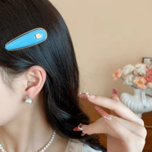 1pc Metal Resin Square Water Drop Fashionable Minimalist Hair Clip (Duck Mouth Clip) - Multicolor - View 3