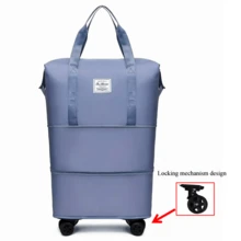 1 túi du lịch gấp gọn dung tích lớn, chất liệu nylon bền, màu đen, đa chức năng, có bánh xe, thích hợp cho du lịch ngoài trời, đáp ứng yêu cầu khoang hành lý xách tay trên máy bay. - Nhiều màu - Xem 12