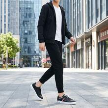 Zapatillas deportivas informales para hombre, tenis para hombre, zapatos para hombre, zapatos para hombre, transpirables y cómodas, con diseño de cordones; zapatillas ligeras para skate, equipadas con suela antideslizante y resistente al desgaste, ideales para deportes al aire libre y para el uso diario. - Negro - Ver 6