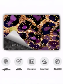 1pc Purple & Gold Leopard Print Credit Card Sticker, Purple Ladies' Birthday Gift, PVC Material Anti-Fingerprint Durable Scratch-Resistant, Suitable For Men & Women, Couples, Small Chip Card, Bank Card, Transportation Card, Student ID Card DIY - Multicolor - View 6