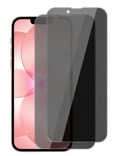 2 piezas Protector de pantalla de vidrio templado con privacidad amigable con el estuche para iPhone 17e/16e/17/16/15/14/13/12/11 Series, protector de pantalla anti-espía con fácil instalación y características anti-huellas dactilares y sin burbujas