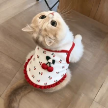 Cute Cat Vest, Suitable For Spring, Summer And Autumn, Fit For American Shorthair, Kittens, Small Dogs. Also Available In Rabbit Clothes And Pet Clothes. Thin Red Spaghetti Strap Cherry Dress For Pet Cats And Dogs In Spring And Summer - Red - View 5