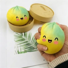 Large-Size Realistic Stress-Relief Bun Squeeze Toy: Slow-Rebound Char Siu Bun-Shaped Parody Food Toy-Fun, Soft, Slow-Rebound, Non-Sticky, Portable, Durable Easter Toy - 青檸色 - 查看 2