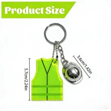 1 Set de llavero con forma de chaleco y casco creativo, colgante reflectante adecuado para decoración de mochila y equipaje, ideal para viajes y deportes - unisexo - Ver 5