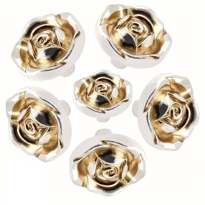 6pcs Vintage Silver Rose Drawer Pulls, Retro Dresser Knobs, Zinc Alloy Rose Cabinet Handles (Suitable For Vanity, Nightstand, Wardrobe), With 6 Screws