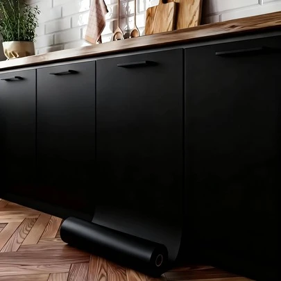Thicken Pure Black Removable Waterproof Wallpaper Matte Contact Paper Wall Self Adhesive Countertop Cupboard Shelf PVC