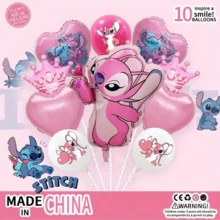 SpongeBob SquarePants Bộ bóng bay cao su chủ đề Thiên thần & Stitch chúc mừng sinh nhật, bóng bay hình Thiên thần & Stitch hoạt hình dễ thương, thích hợp cho lễ hội, đám cưới, trang trí sinh nhật, tiệc chủ đề Stitch và Giáng sinh. - Như hình minh họa. - Xem 2