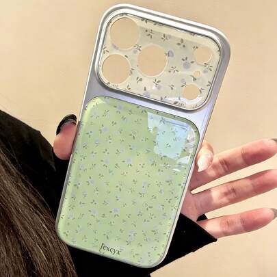 Cute Spring Flower Floral Glossy Fresh Light Green Phone Case Compatible With IPhone 17 Pro Max 17 Pro 17 16 Pro Max 16 Pro 16 15 Pro Max 15 Pro Max 15 Pro 15 14 Pro Max 14 Pro 14 Stylish Aesthetics Soft Shockproof Back Cover ﻿