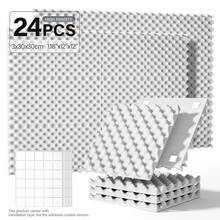 JIPO SPORT [24 miếng] Tấm xốp cách âm tự dính - 12x12x1.18/2 inch, Tấm xốp cách âm mật độ cao, Tấm trần phòng thu âm, Hấp thụ âm thanh, Giảm tiếng ồn, Khử tiếng vọng (Đen/Trắng/Xám/Tím) - Nhiều màu - Xem 17