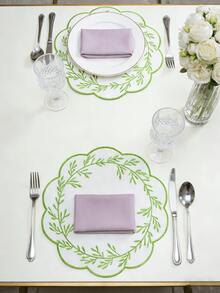 1-200pcs 15 Inch Embroidered Floral Fabric Placemats, Holiday Wedding Party Decor, Easy Clean Wipeable Non-Slip, Suitable For Home Dining Room And Restaurant, Table Decoration, Home Goods - Multicolor - View 6