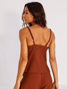 Women's Blouse/Vest, Premium Tailored Style, Adjustable Straps, Elegant, Autumn/Winter - Rỉ Nâu - Xem 2