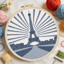 DIY Punch Needle Embroidery Kit, Suitable For Beginners, Includes Punch Needle, Threads, Instructions, Embroidery Hoop And Pre-Printed Fabric With Beautiful Architectural Landscape Patterns, Creative Handcraft Set For Home Wall Decor And Perfect Gift, 2D Flat Printed Punch Needle Embroidery Kit/Starter Kit/Fun Kit, 20X20cm (7.87X7.87 Inches) - 20 - View 4