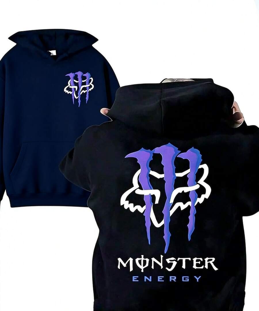 Officially Licensed Vintage Hoodie Featuring A Purple Claw And Fox Graphic Design And The Slogan "Energy". Classic Hoodie Made From A 100% Cotton Blend, Regular Fit. Perfect For Everyday Wear, Motorsport Fans, And As A Gift. - 藏蓝色 - 查看 1