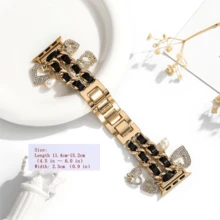 1pc New Dual-Row Black & Gold Heart-Shaped Band, Compatible With Apple Watch 1/2/3/4/5/6/7/8/9 Series, Fits 38mm/40mm/41mm/42mm/44mm/46mm/49mm (Band Only) - Black Gold - View 3