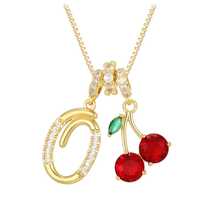 1 chiếc mặt dây chuyền chữ cái và quả anh đào, kiểu dáng sang trọng, dành cho nữ. - Nhiều màu - Xem 20
