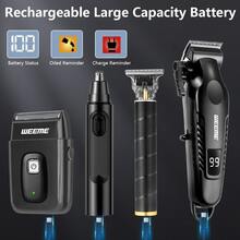 WEEME Conjunto inalámbrico de afeitadora y recortadora eléctrica para hombres 4 en 1, incluye recortadora de vello nasal y afeitadora, herramientas de aseo multifuncionales para recortar, afeitar y limpiar, adecuado para uso doméstico, viajes y como regalo para novio o padre - Negro - Ver 5