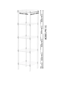 4-6层透明亚克力书架，小型家用书柜，独立转角置物架，适用于客厅、卧室、浴室、小空间，可作展示架 - 彩色 - 查看 13