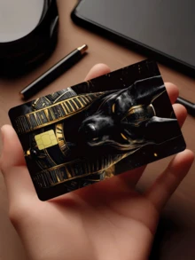 1pc Anubis Death God Credit Card Sticker, PVC Material Anti-Fingerprint Durable Anti-Scratch, Suitable For Men And Women, Couples, Decorative Sticker For Debit/Credit Cards, Transportation Cards, Student ID Cards - Multicolor - View 1