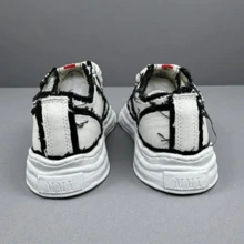 Giày trượt ván phong cách retro rách rưới mới năm 2026, giày thể thao vải bố buộc dây unisex. - trắng - Xem 3