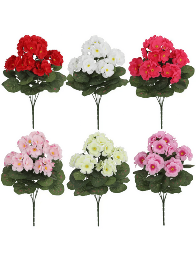 1/4 株仿真天竺葵灌木 - 花朵鲜艳，绿叶逼真，适合全年装饰、家居装饰、房间装饰、婚礼装饰、婚礼配饰、婚礼拱门花艺装饰、墙面装饰、卧室装饰、卧室必备用品、餐桌摆饰、餐桌装饰、生日派对装饰、花园装饰、室内外装饰、春季装饰、新娘捧花、仿真花、人造植物、人造花