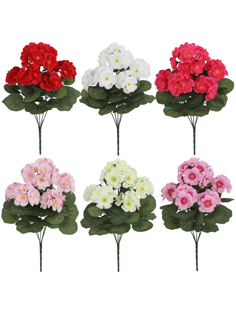 1/4 株仿真天竺葵灌木 - 花朵鲜艳，绿叶逼真，适合全年装饰、家居装饰、房间装饰、婚礼装饰、婚礼配饰、婚礼拱门花艺装饰、墙面装饰、卧室装饰、卧室必备用品、餐桌摆饰、餐桌装饰、生日派对装饰、花园装饰、室内外装饰、春季装饰、新娘捧花、仿真花、人造植物、人造花