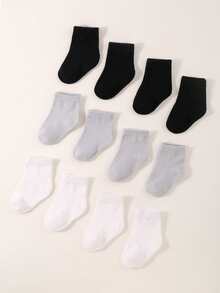 6 pares de calcetines para bebé (0-3 años) - Calcetines súper suaves para recién nacidos y niños pequeños, uso diario transpirable - Negro - Ver 9