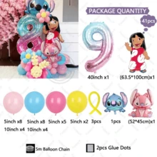Angel & Stitch Themed Happy Birthday Latex Balloon Set, Cute Cartoon Angel & Stitch Themed Balloons Suitable For Carnival, Wedding, Birthday Decoration, Stitch Themed Party - As Shown In the Figure - View 15