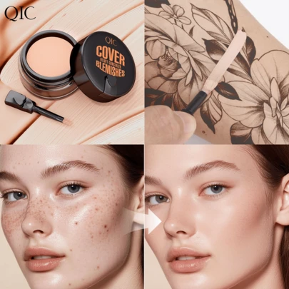 QIC คอนซีลเลอร์ปกปิดเต็มรูปแบบ ติดทนนาน เพิ่มความกระจ่างใส ทั้งหมดในหนึ่งเดียว น้ำหนักเบา ให้ความชุ่มชื้น ปกปิดไร้ที่ติ คอนซีลเลอร์สำหรับรอยคล้ำ รอยตำหนิ สำหรับผู้หญิงและเด็กผู้หญิง แต่งหน้าฤดูใบไม้ร่วง ฤดูหนาว ของขวัญวันเกิด วันวาเลนไทน์ ของใช้จำเป็นสำหรับปาร์ตี้ เฉดสีที่ดีที่สุด