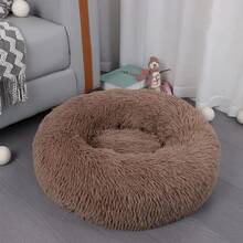 1pc Round Pet Bed, Dog/Cat Nest, Pet Supplies, Ample Filling, Durable, Waterproof & Moisture-Proof - Khaki - View 11
