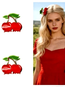 2个可爱水果向日葵小发夹，适合日常外出和度假，可作礼物 - 彩色 - 查看 3