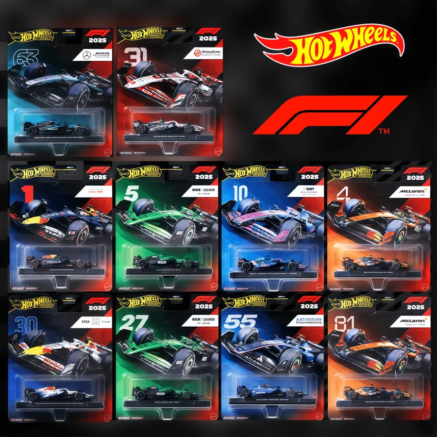 Hot Wheels 风火轮F1方程式赛车，迈凯伦、红牛、梅赛德斯、哈斯、阿尔卑斯合金压铸仿真赛车模型，合金跑车玩具，汽车文化收藏品，男孩礼物 - 彩色 - 查看 1