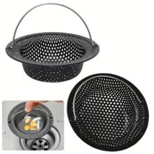1pc Stainless Steel Black Round Kitchen Sink Strainer - Fine Mesh Drain Basket, Easy To Clean, Dishwasher , Anti-Rust Design, Anti-Clogging, Kitchen Sink Strainer, Anti-Clogging Tool - D - View 10