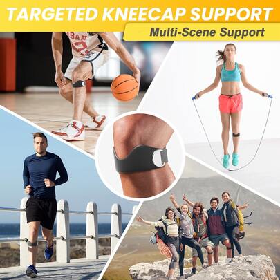 1pc Adjustable Knee Brace With Patella Tendon Support, Cushioned Pad And Non-Slip Strap, Suitable For Volleyball, Meniscus Tear, Running, Hiking, Basketball And Fitness, Unisex