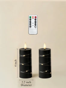 2/3/4/5/12pcs Flameless Candles, Battery Operated Candles And Embedded Lights, Flameless Candles With 11-Key Remote Control, 24-Hour Timer, Flickering Flame With Remote Control; Flickering LED Candles With Timer, Suitable For Home Decor, Living Room, Bedroom, Fireplace, Dining Table Center Decor, Holidays, Weddings, Party Decoration - Black - View 14