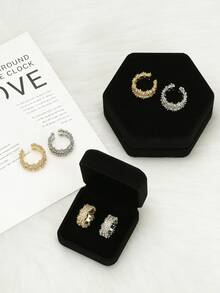 1 par de anillos abiertos con forma de serpiente con rhinestones, anillo de lujo y elegante para los nudillos, joyería de dedo de diseño único - Multicolor - Ver 6