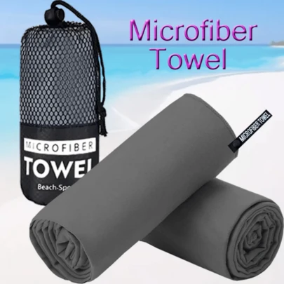 Ultra-Fine Microfiber Camping Towel, 1PC Super Absorbent Quick Dry Sports Towel For Travel, Gym, Yoga, Outdoor, Hiking - Lightweight And Compact, Dark Grey Color