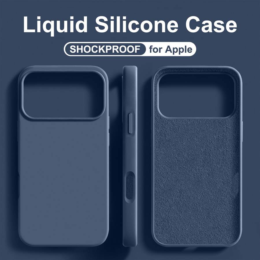 Liquid Silicone Anti-Fall Anti-Collision Phone Case Suitable For IPhone 17 Pro Max 16 15 14 13 12 11 Pro Series, Comfortable Grip, Reliable Phone Protection - Navy Blue - View 1