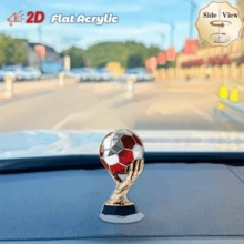 FIFA 2D旋转桌面摆件，造型仿足球奖杯，银红五边形设计，适合庆典场合 - 查看 7