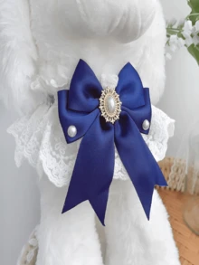 1件装多色可爱猫咪婚礼服饰围兜，宠物狗项圈针织围巾装饰，带法式蝴蝶结 - 彩色 - 查看 5
