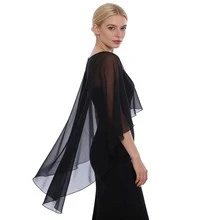 1PC Women's Chiffon Shawl Thin Evening Dress Wedding Cover-Up Sun Protection Elegant Wedding Shrug - Multicolor - View 5