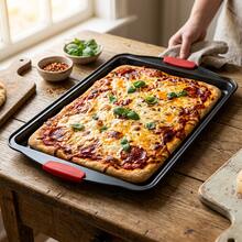 1/3 piezas Bandeja de hornear rectangular con asas de silicona roja, bandeja de horno de cocina antiadherente, molde de acero antiadherente, adecuado para uso en la cocina. Resistente al calor y fácil de limpiar, perfecto para hornear galletas, pasteles y pan - Multicolor - Ver 9