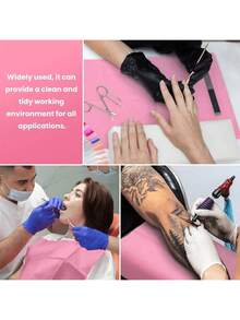 20片/30片装一次性牙科围兜 - 一次性清洁垫、牙科纹身围兜、粉色纸巾、纹身台布、牙科垫、纸质床单、睫毛用品 - 查看 3