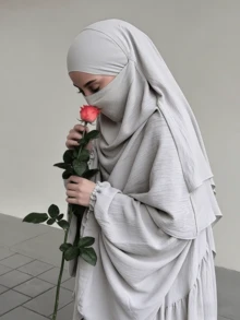 Set de 2 piezas Khimar Hijab + Abaya, ropa musulmana holgada y cómoda adecuada para el uso diario y la oración de las mujeres, aplicable para todas las estaciones - Multicolor - Ver 18